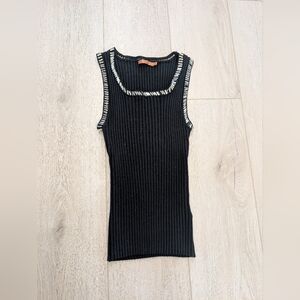 Belldini Y2K Ribbed Sweater Tank With Metal Accents